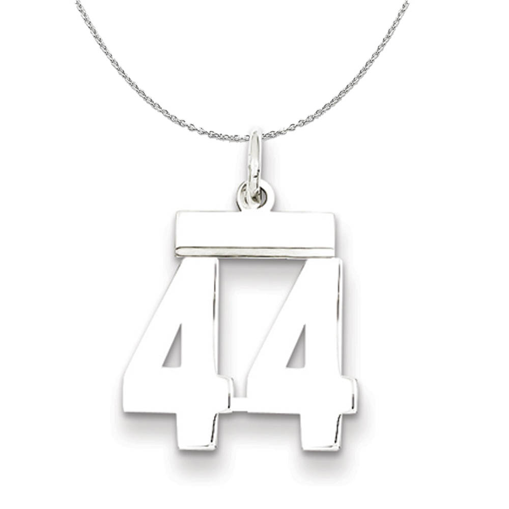 Silver, Athletic Collection Polished Number 44 Necklace
