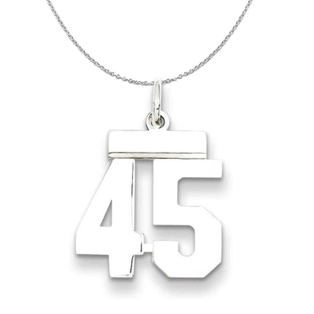 Silver, Athletic Collection Polished Number 45 Necklace