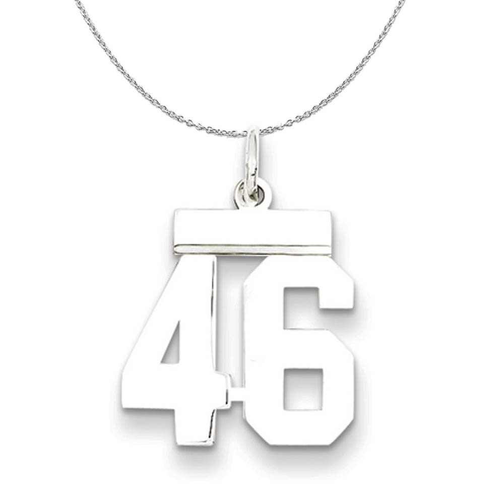 Silver, Athletic Collection Polished Number 46 Necklace