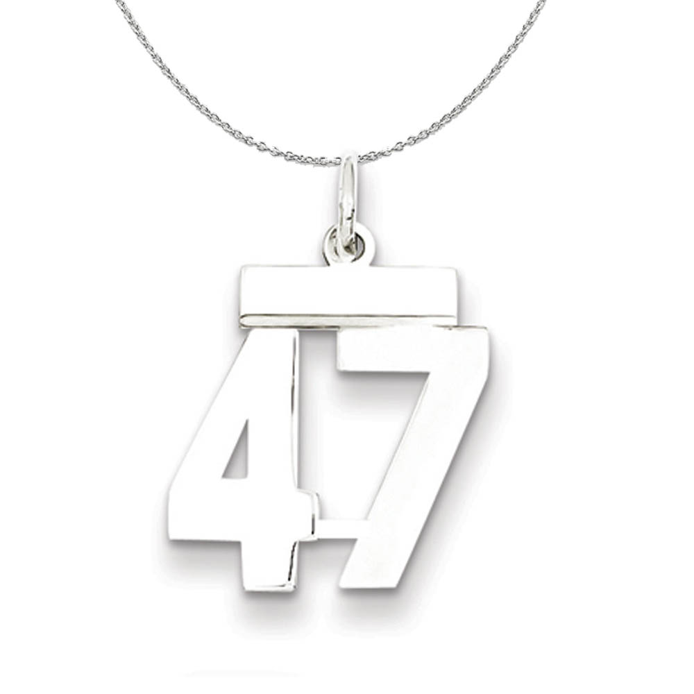 Silver, Athletic Collection Polished Number 47 Necklace