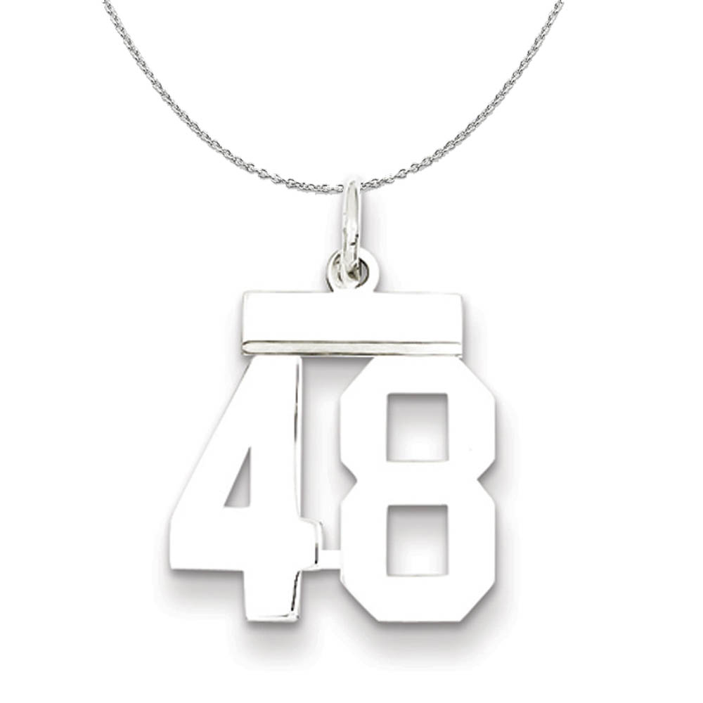 Silver, Athletic Collection Polished Number 48 Necklace