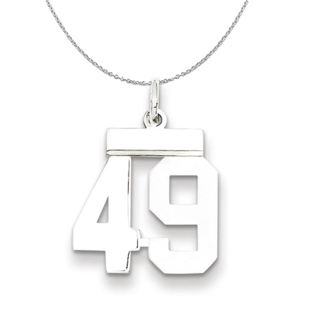 Silver, Athletic Collection Polished Number 49 Necklace