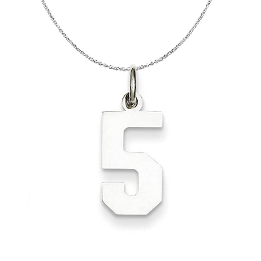 Sterling Silver, Athletic Collection Polished Number 5 Necklace