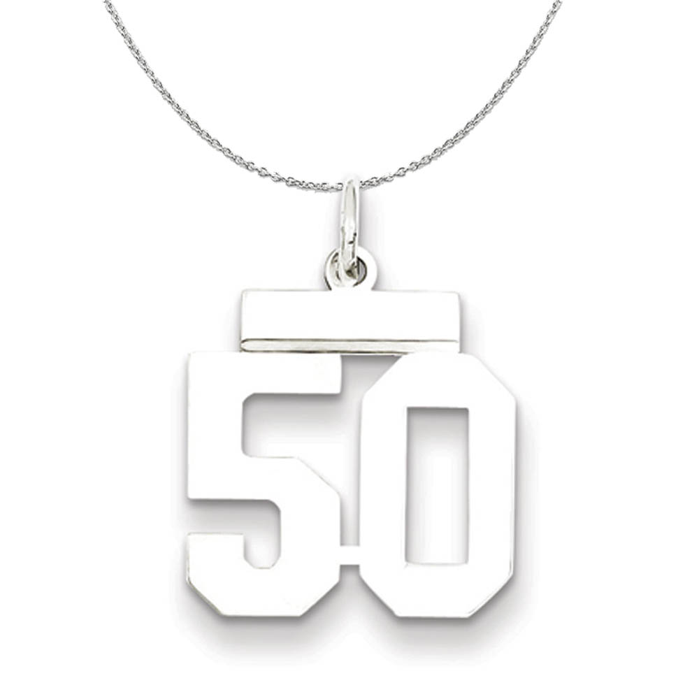 Silver, Athletic Collection Polished Number 50 Necklace