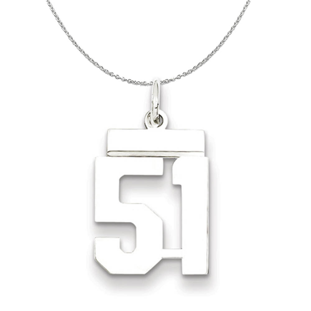 Silver, Athletic Collection Polished Number 51 Necklace