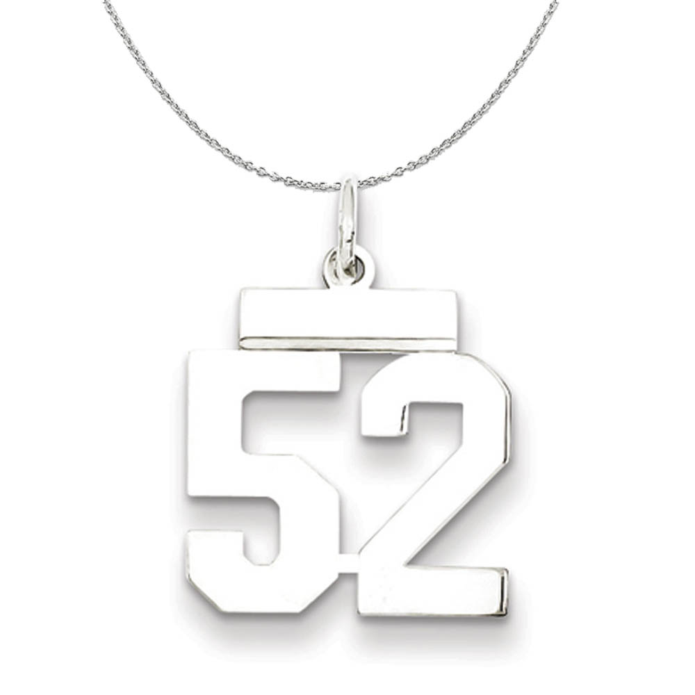 Silver, Athletic Collection Polished Number 52 Necklace