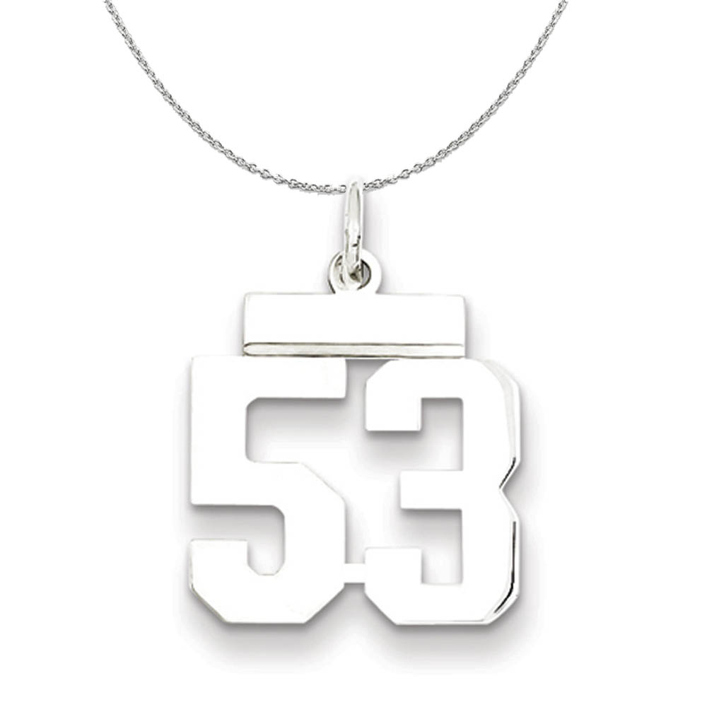 Silver, Athletic Collection Polished Number 53 Necklace