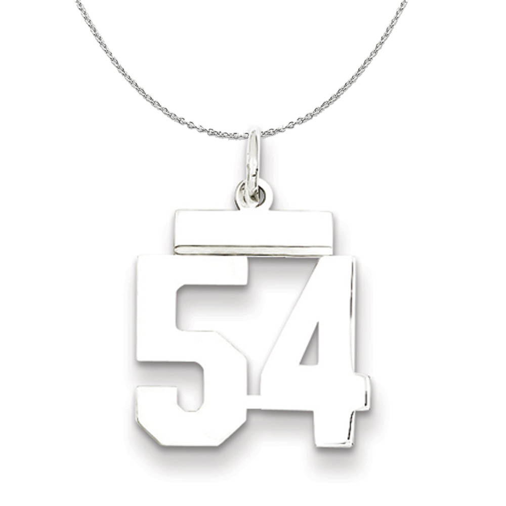 Silver, Athletic Collection Polished Number 54 Necklace