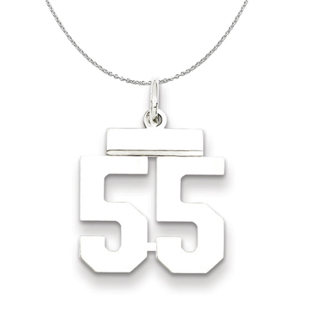 Silver, Athletic Collection Polished Number 55 Necklace