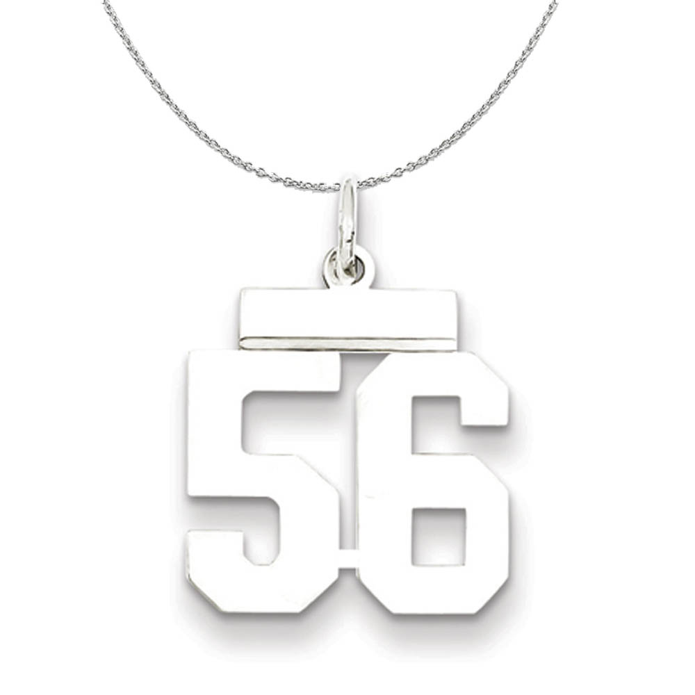 Silver, Athletic Collection Polished Number 56 Necklace
