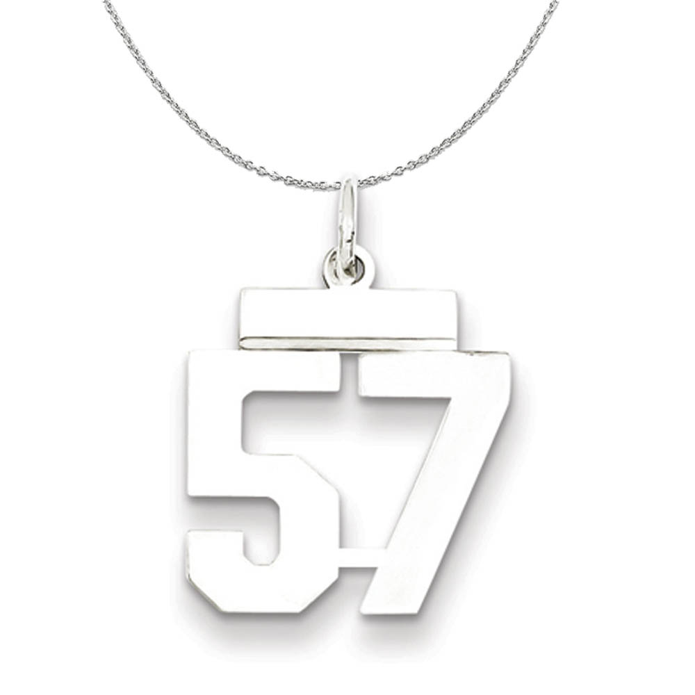 Silver, Athletic Collection Polished Number 57 Necklace