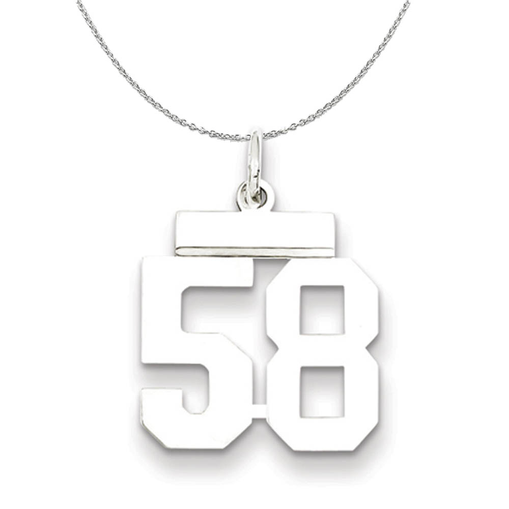 Silver, Athletic Collection Polished Number 58 Necklace