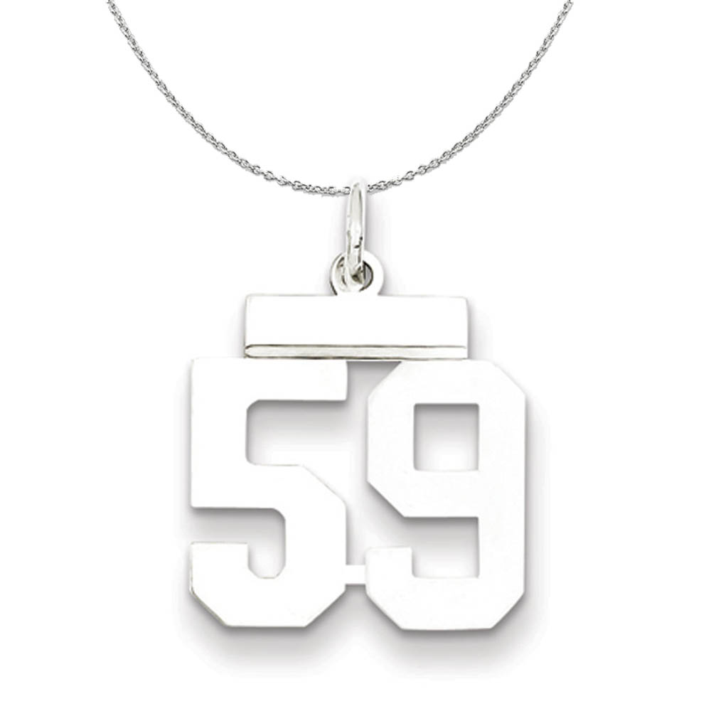 Silver, Athletic Collection Polished Number 59 Necklace