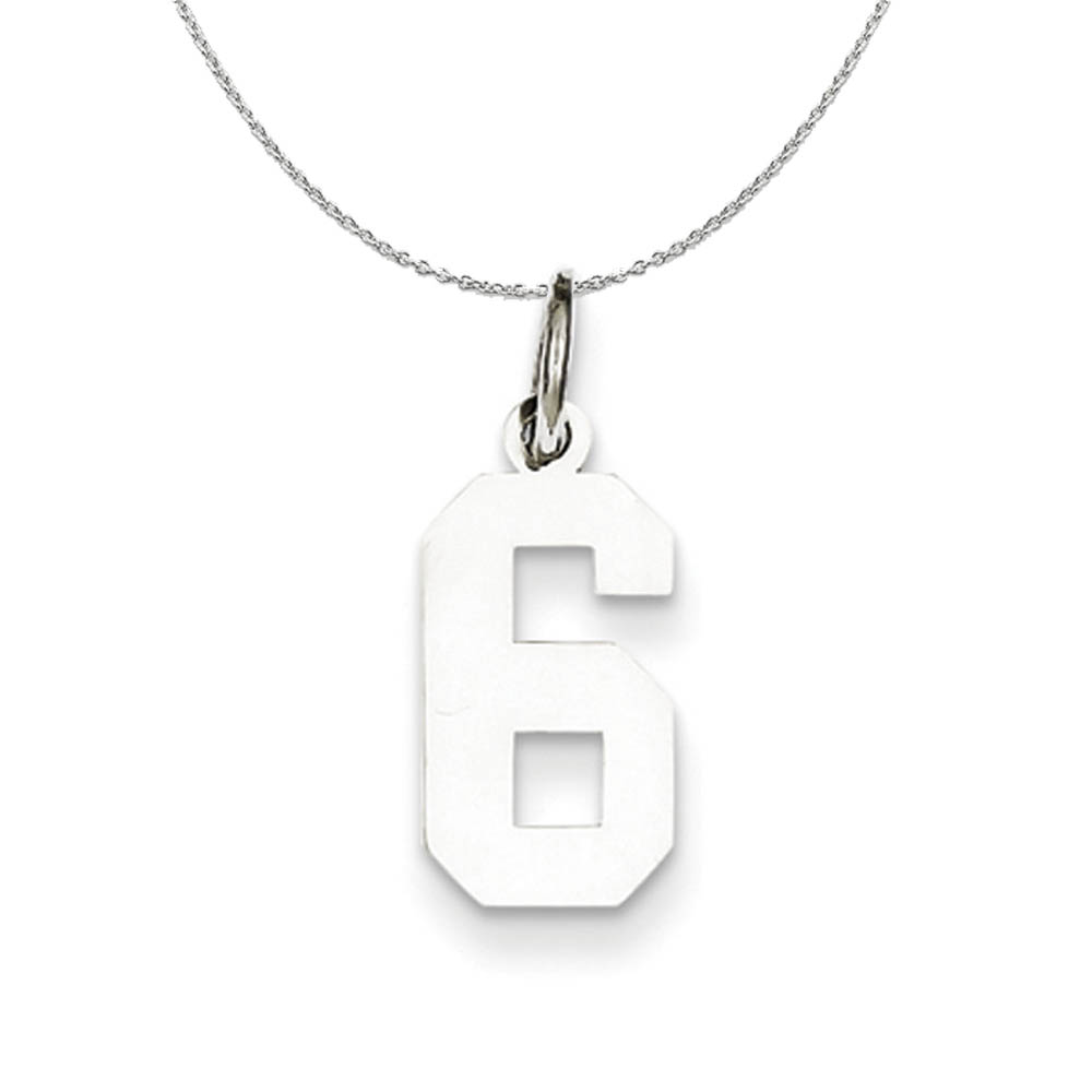 Sterling Silver, Athletic Collection Polished Number 6 Necklace