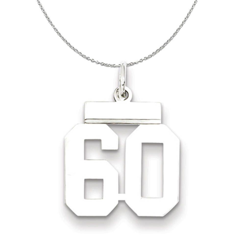 Silver, Athletic Collection Polished Number 60 Necklace