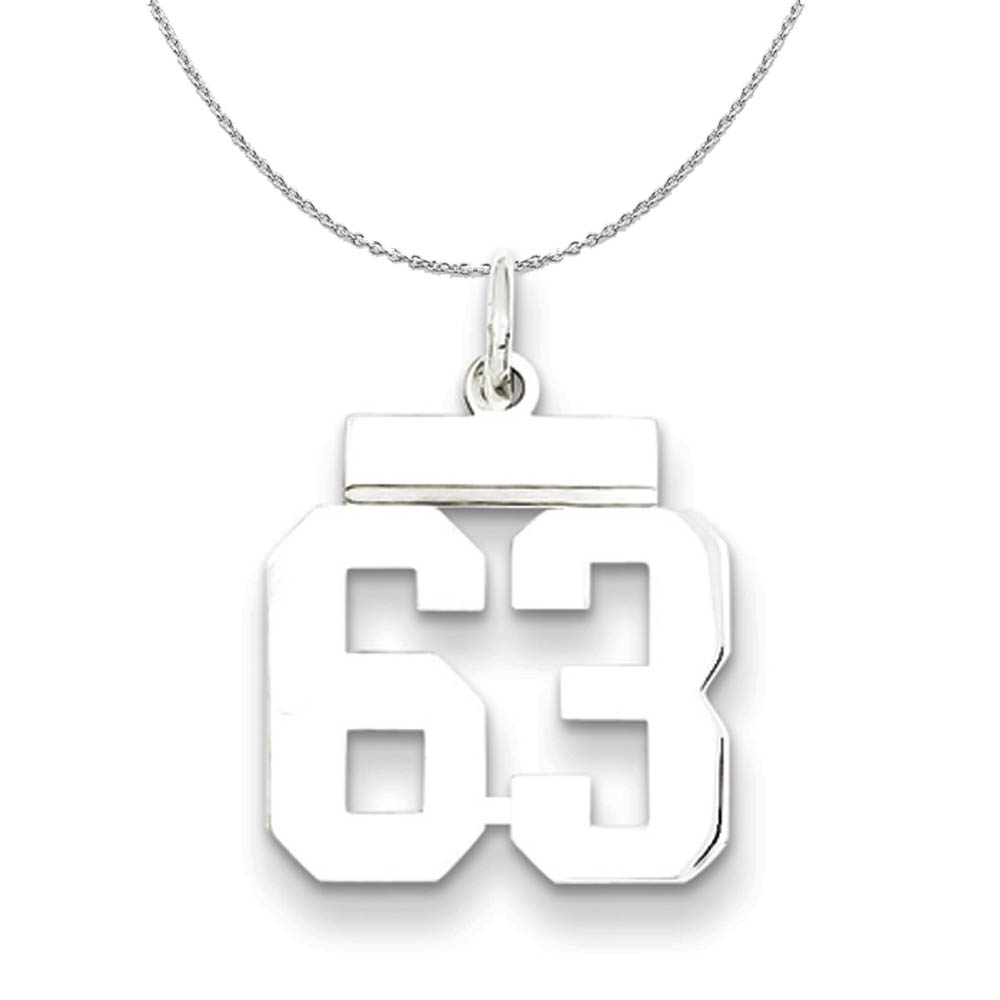 Silver, Athletic Collection Polished Number 63 Necklace