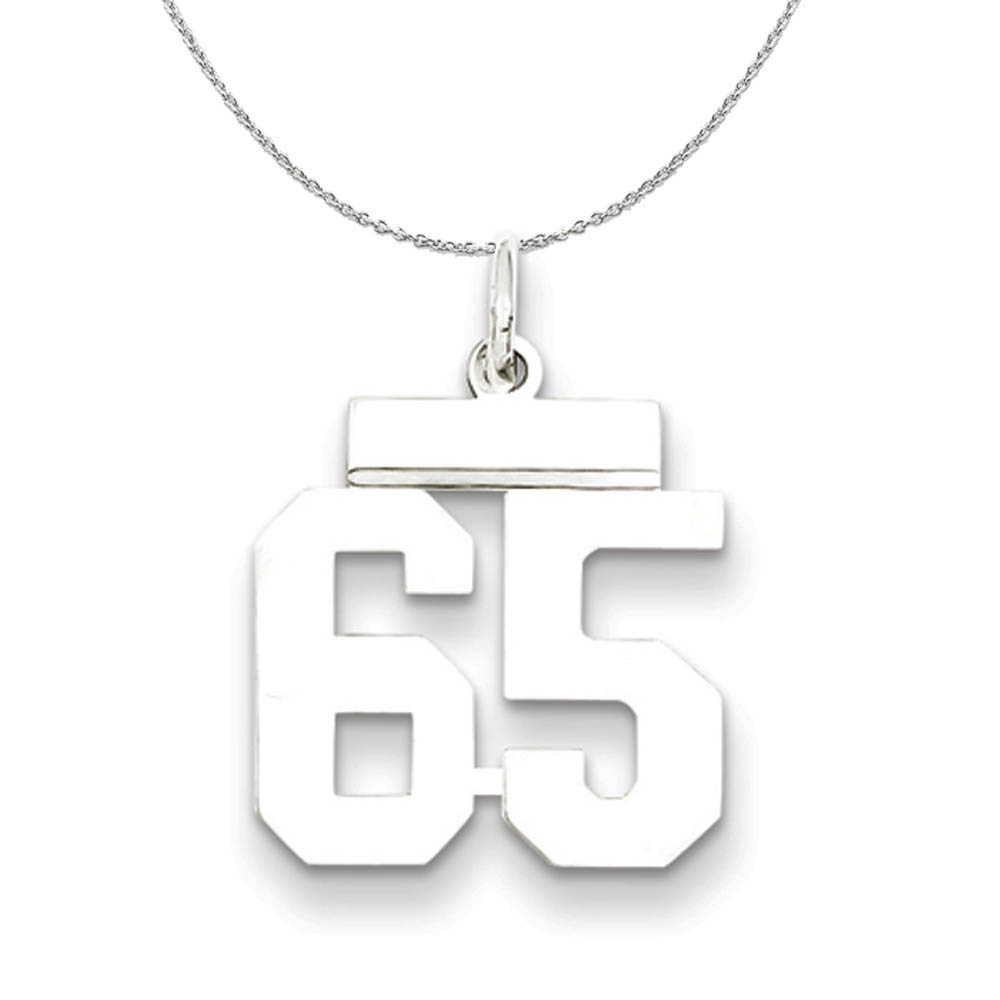 Silver, Athletic Collection Polished Number 65 Necklace