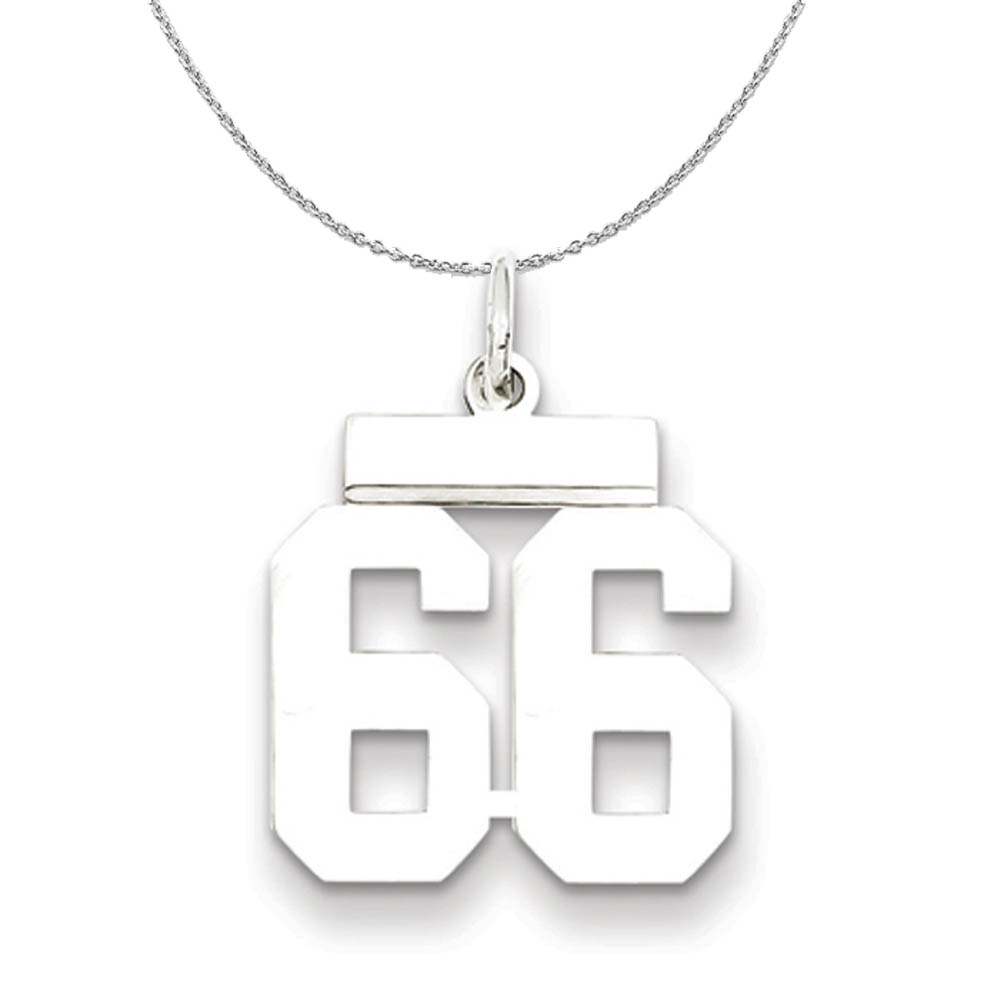 Silver, Athletic Collection Polished Number 66 Necklace