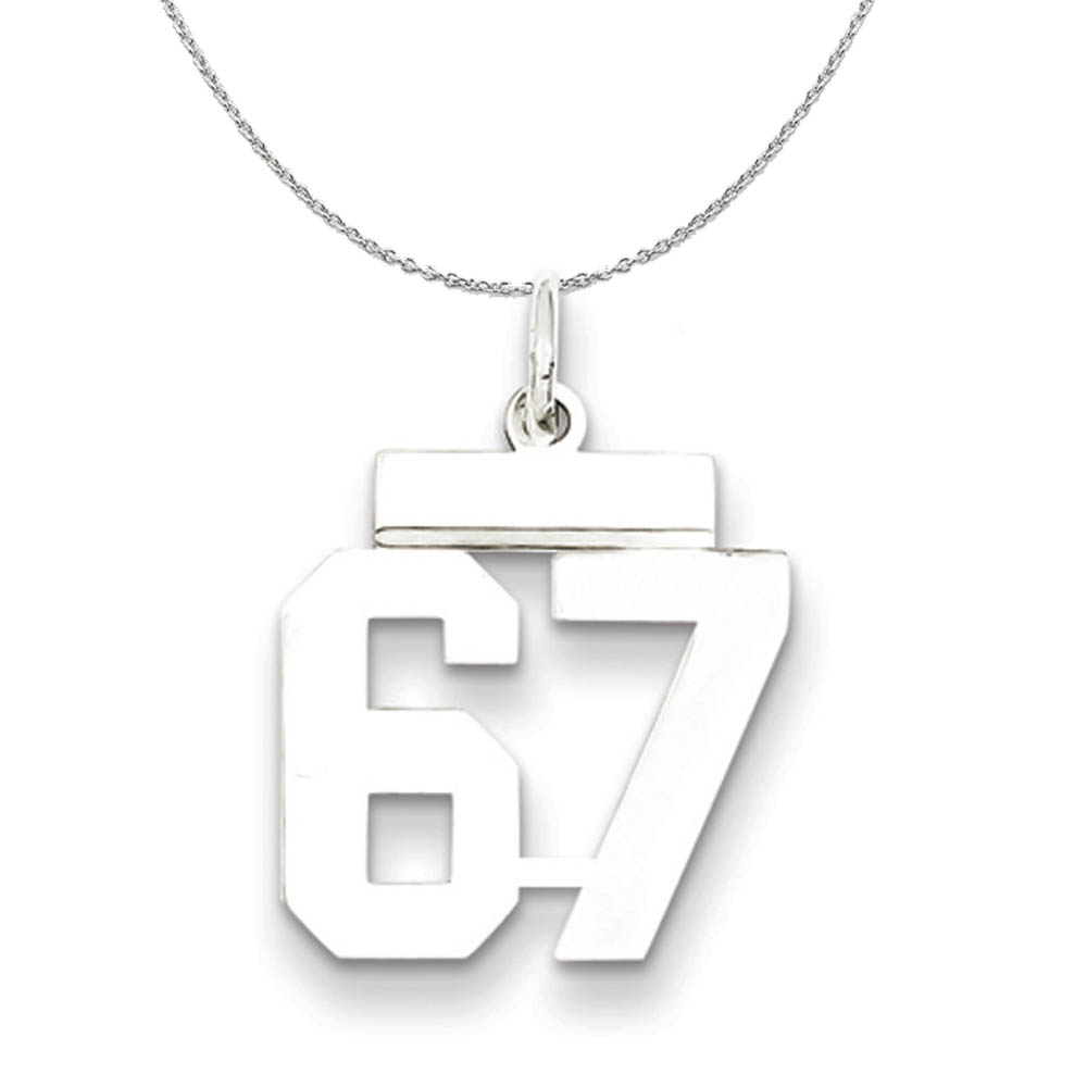 Silver, Athletic Collection Polished Number 67 Necklace