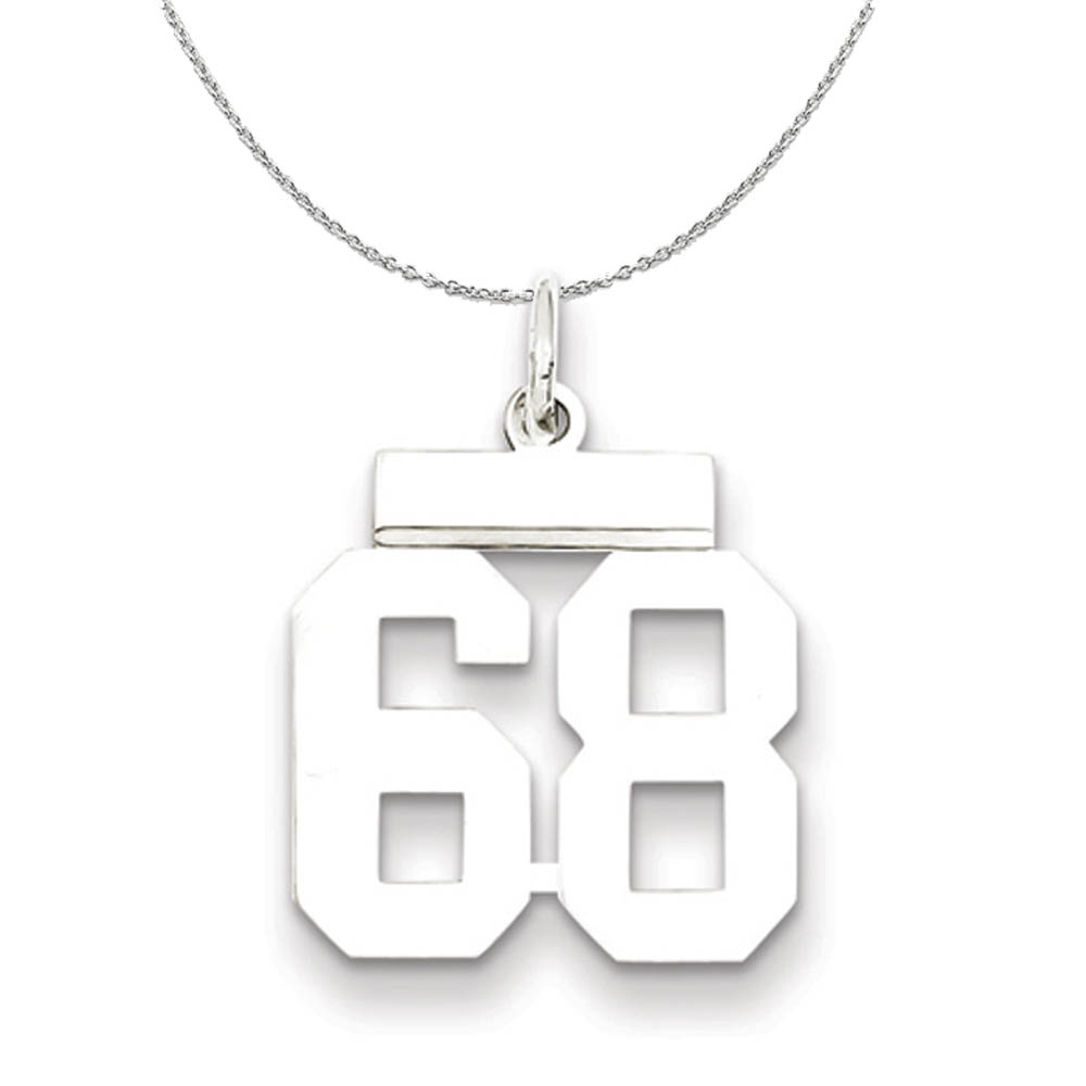 Silver, Athletic Collection Polished Number 68 Necklace