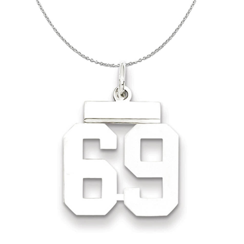 Silver, Athletic Collection Polished Number 69 Necklace
