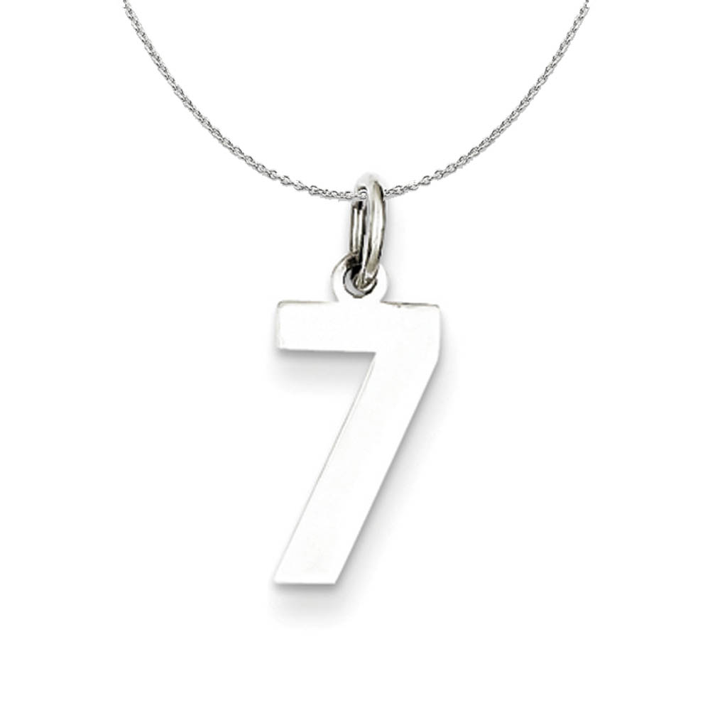 Sterling Silver, Athletic Collection Polished Number 7 Necklace