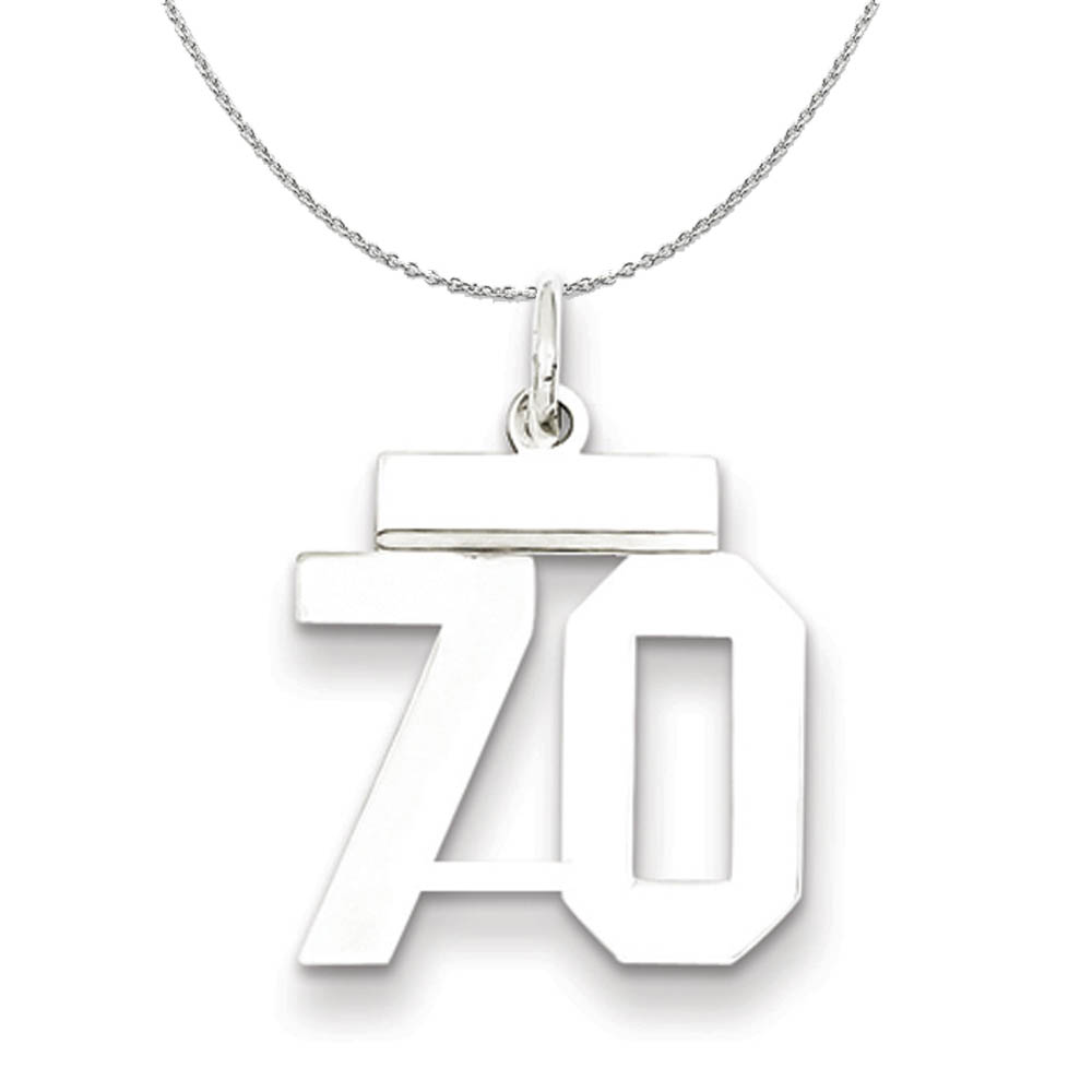 Silver, Athletic Collection Polished Number 70 Necklace