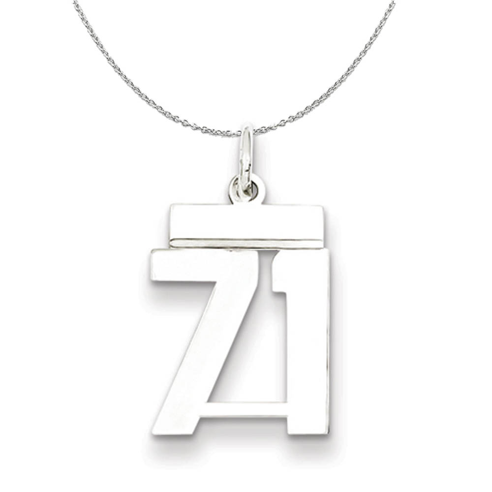 Silver, Athletic Collection Polished Number 71 Necklace