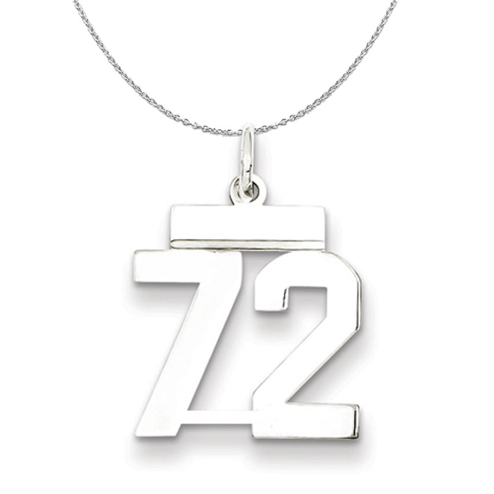 Silver, Athletic Collection Polished Number 72 Necklace