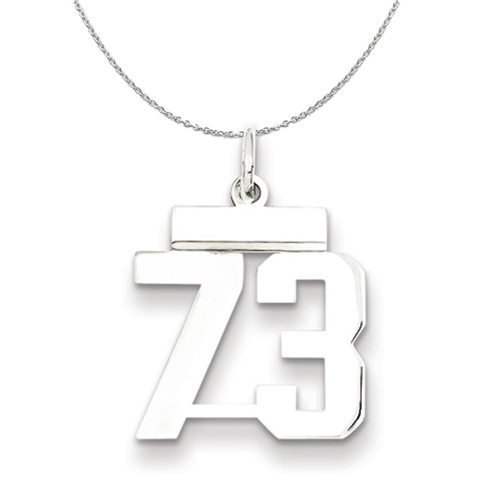 Silver, Athletic Collection Polished Number 73 Necklace