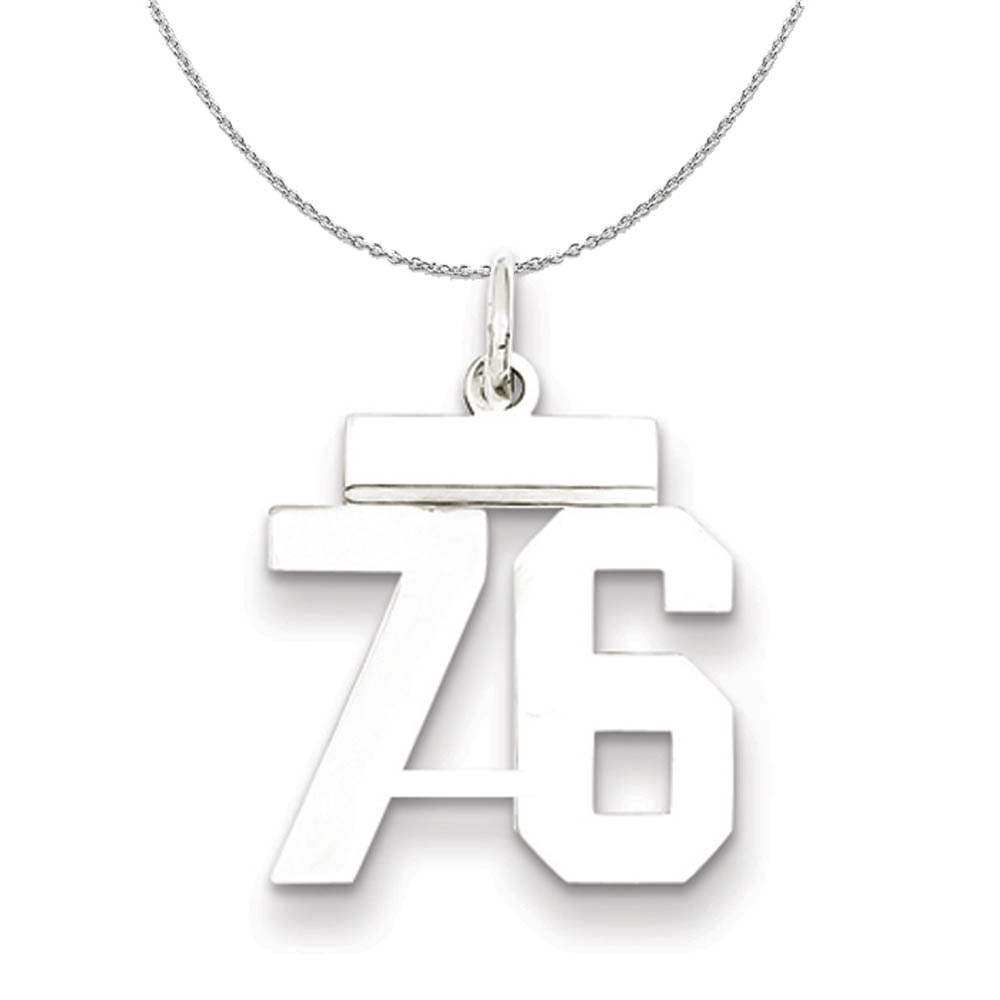 Silver, Athletic Collection Polished Number 76 Necklace