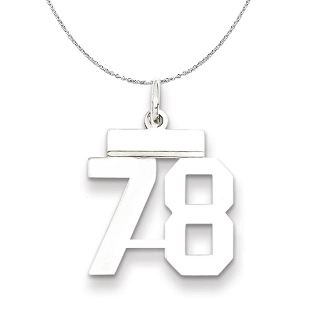 Silver, Athletic Collection Polished Number 78 Necklace