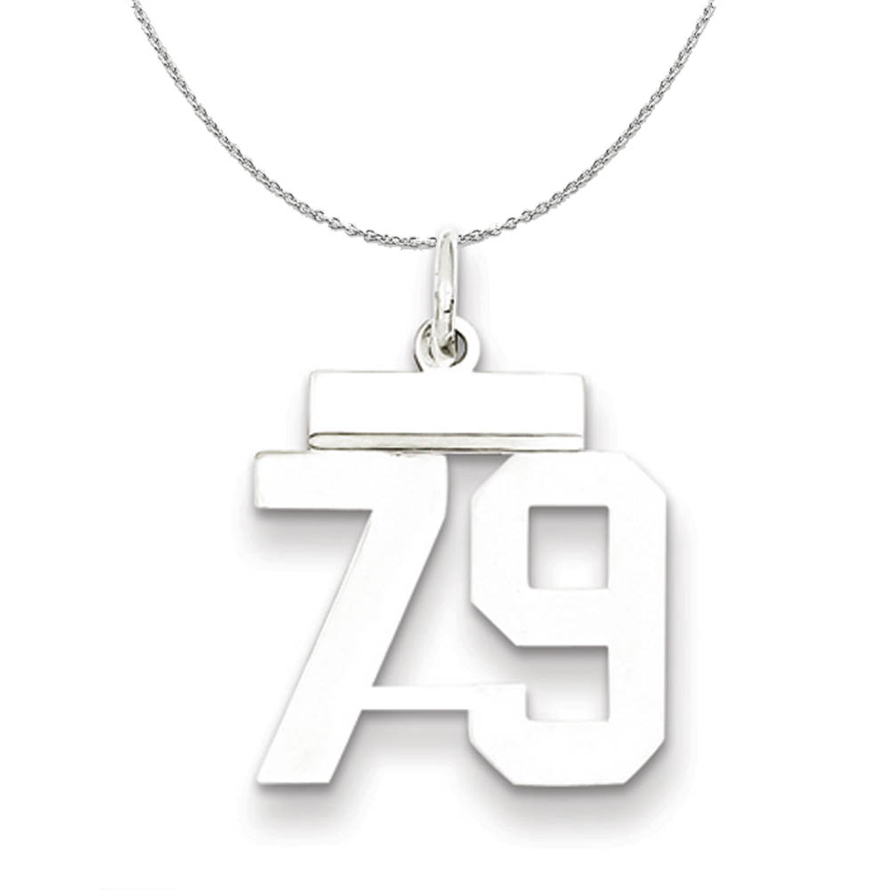 Silver, Athletic Collection Polished Number 79 Necklace