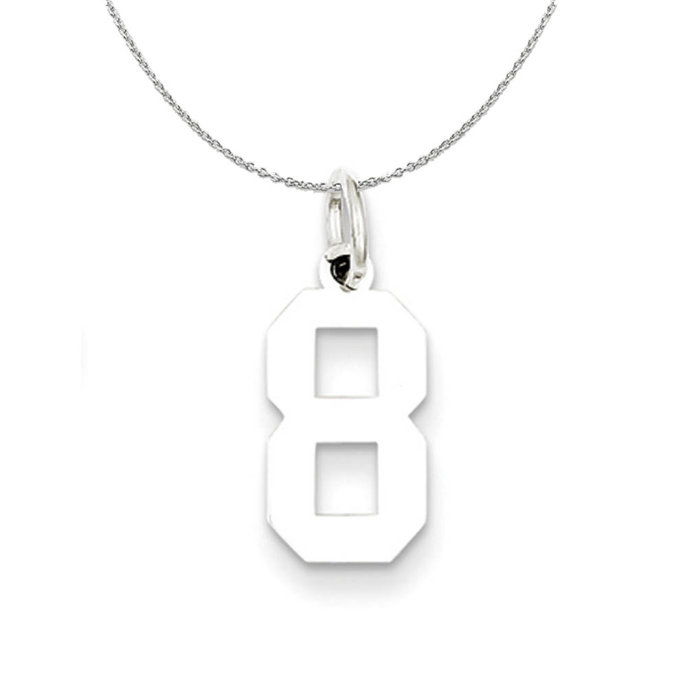 Sterling Silver, Athletic Collection Polished Number 8 Necklace