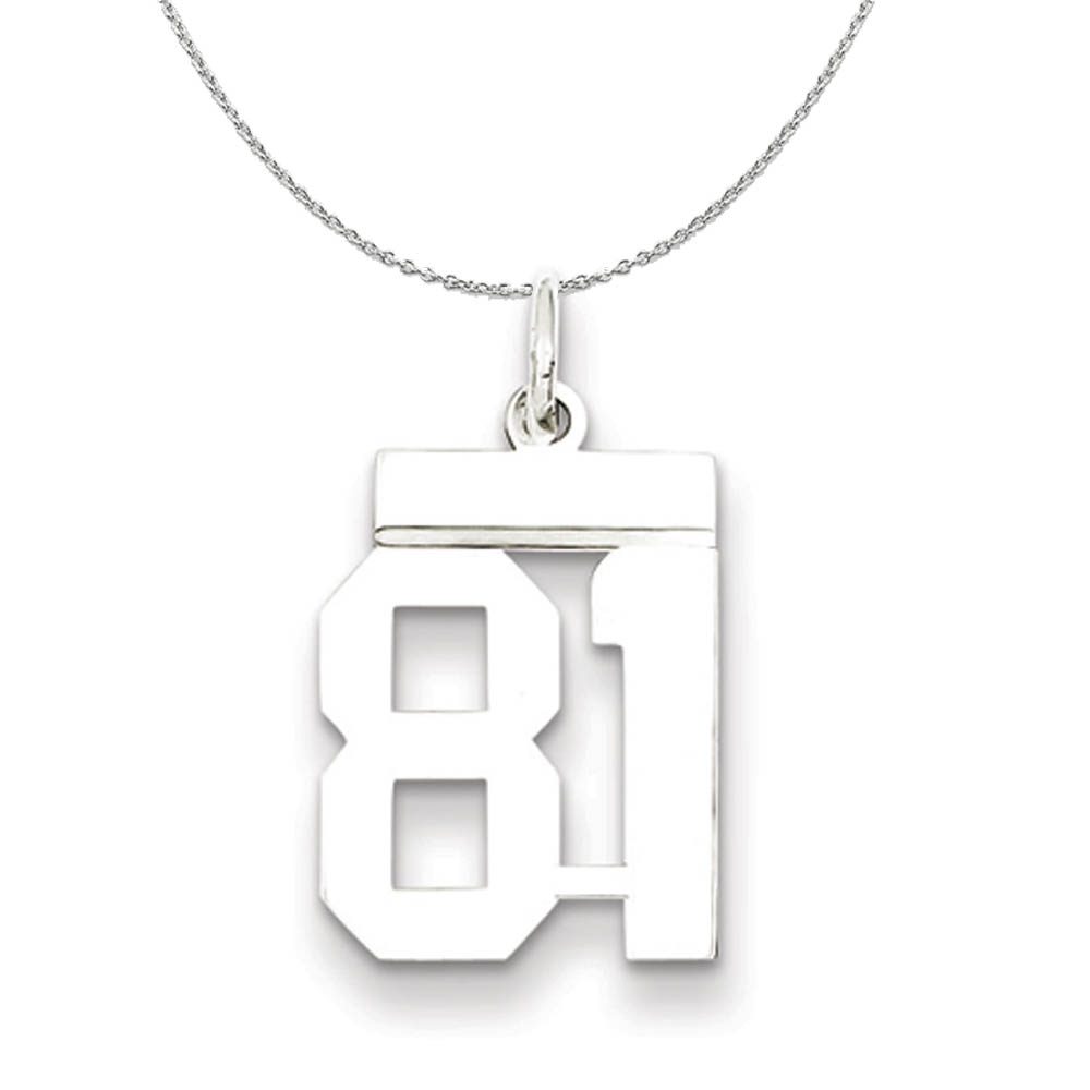 Silver, Athletic Collection Polished Number 81 Necklace