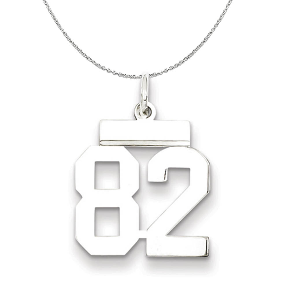 Silver, Athletic Collection Polished Number 82 Necklace