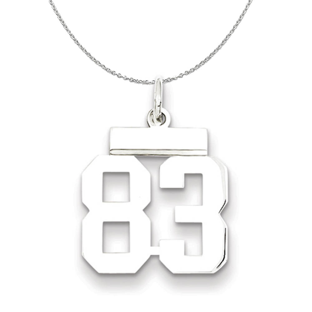 Silver, Athletic Collection Polished Number 83 Necklace
