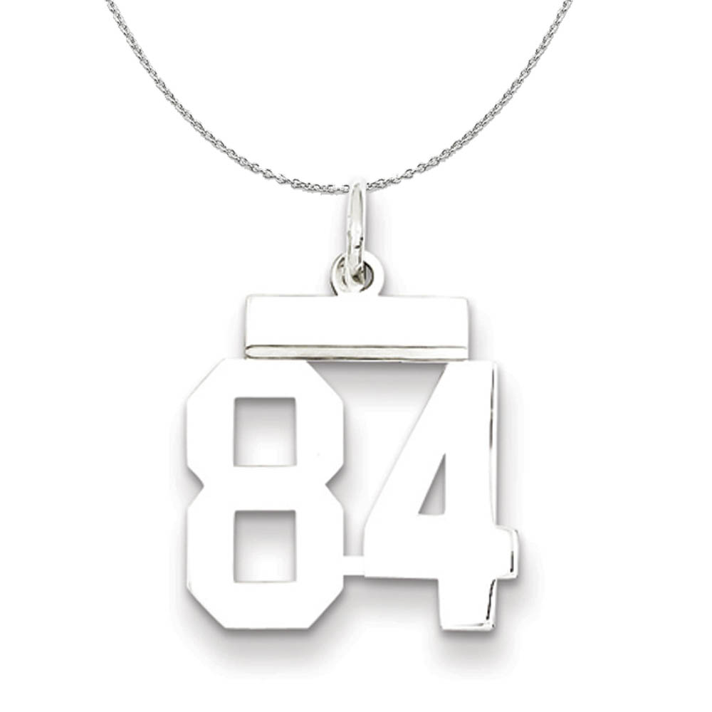 Silver, Athletic Collection Polished Number 84 Necklace