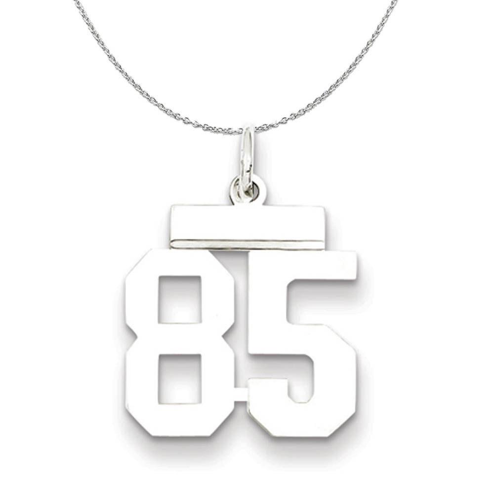 Silver, Athletic Collection Polished Number 85 Necklace