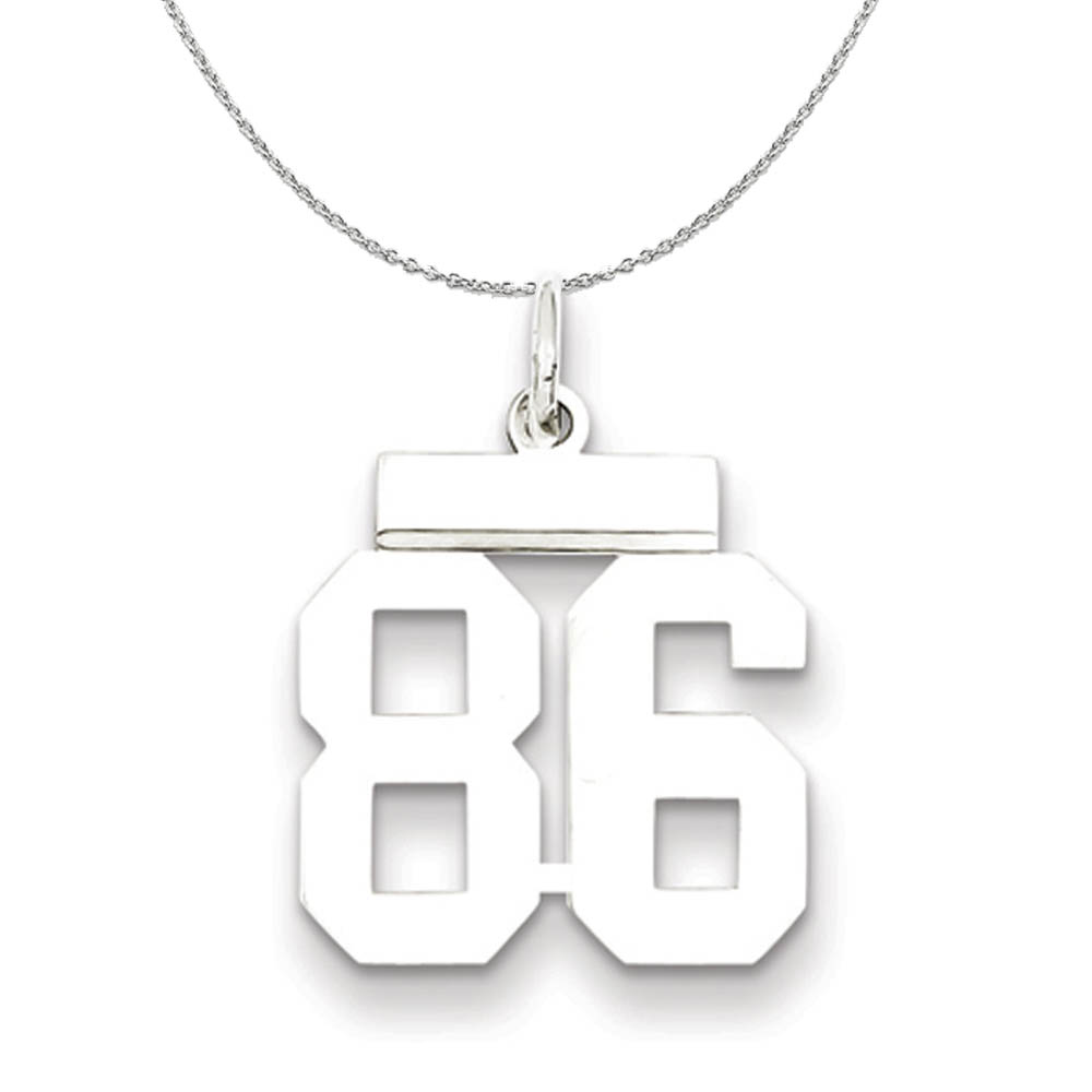 Silver, Athletic Collection Polished Number 86 Necklace