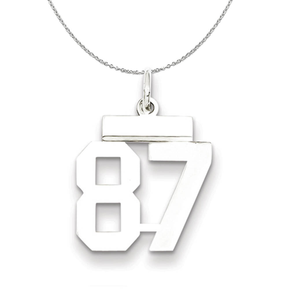 Silver, Athletic Collection Polished Number 87 Necklace