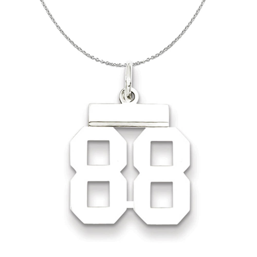 Silver, Athletic Collection Polished Number 88 Necklace