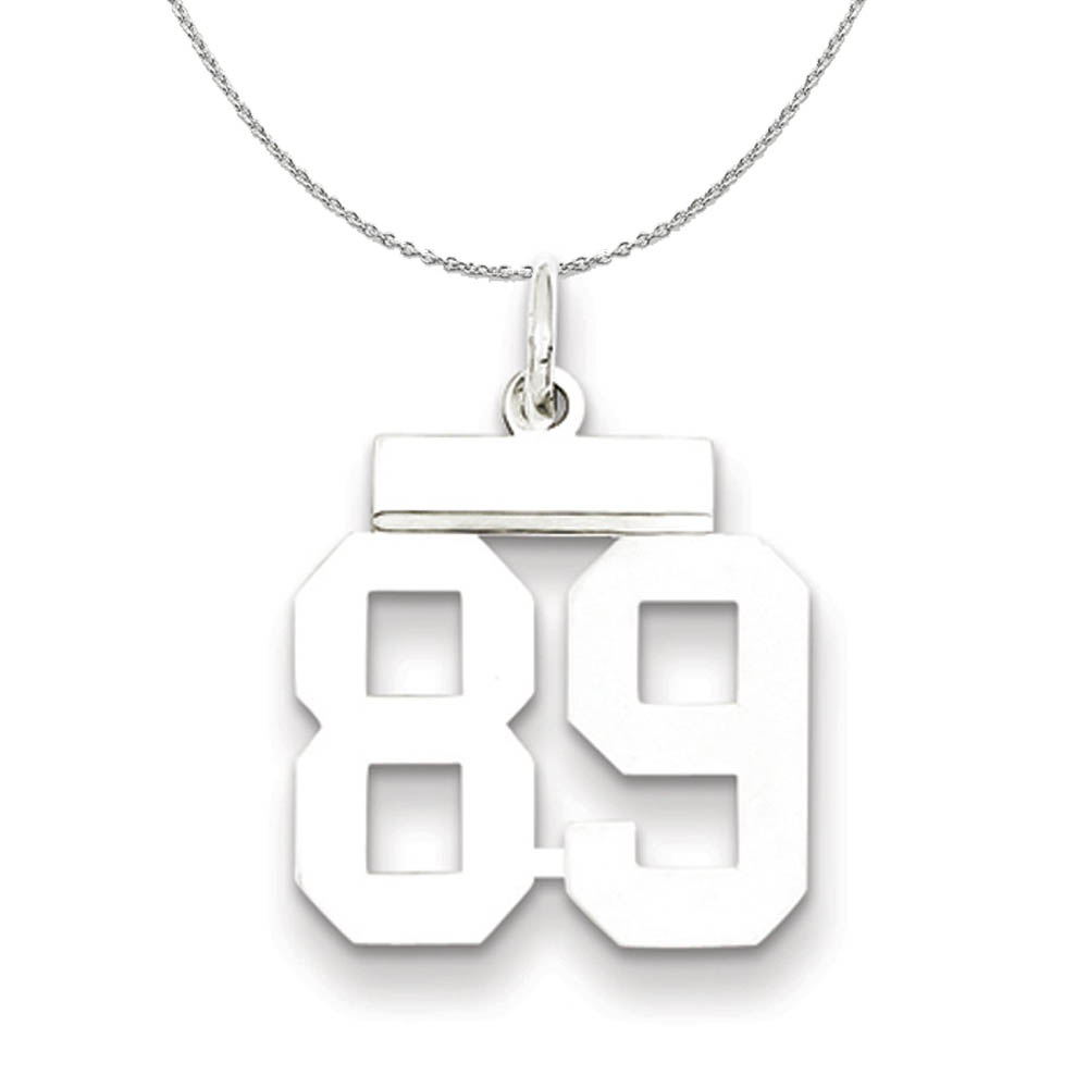 Silver, Athletic Collection Polished Number 89 Necklace