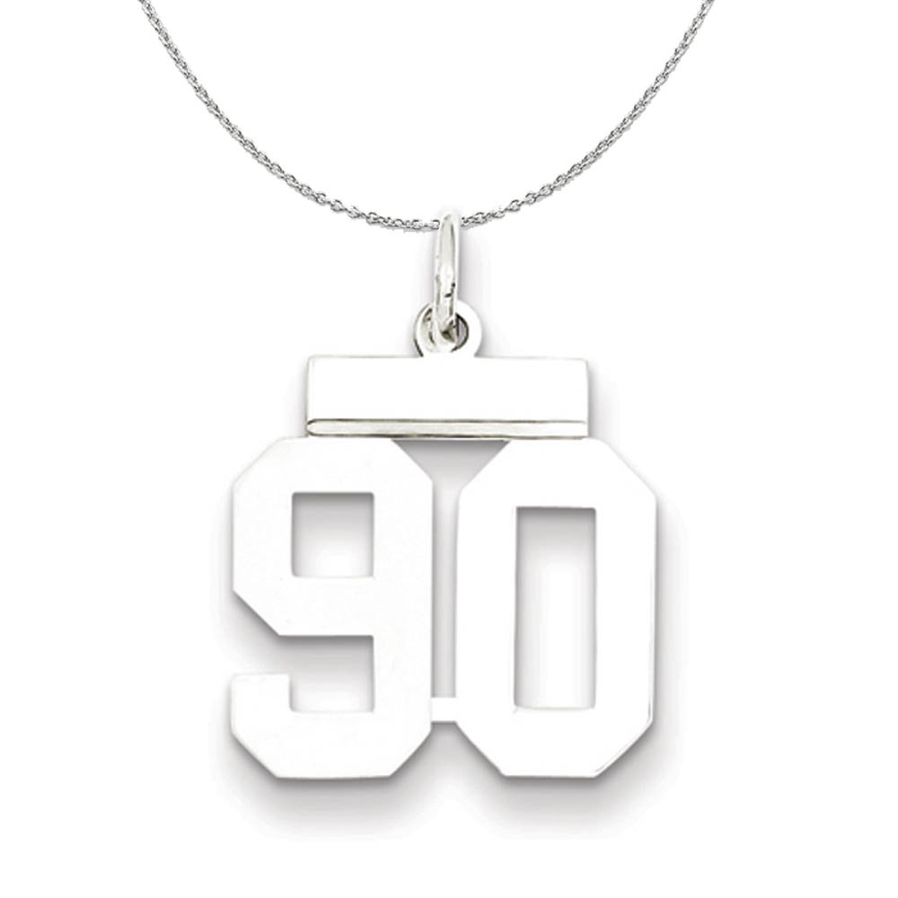 Silver, Athletic Collection Polished Number 90 Necklace