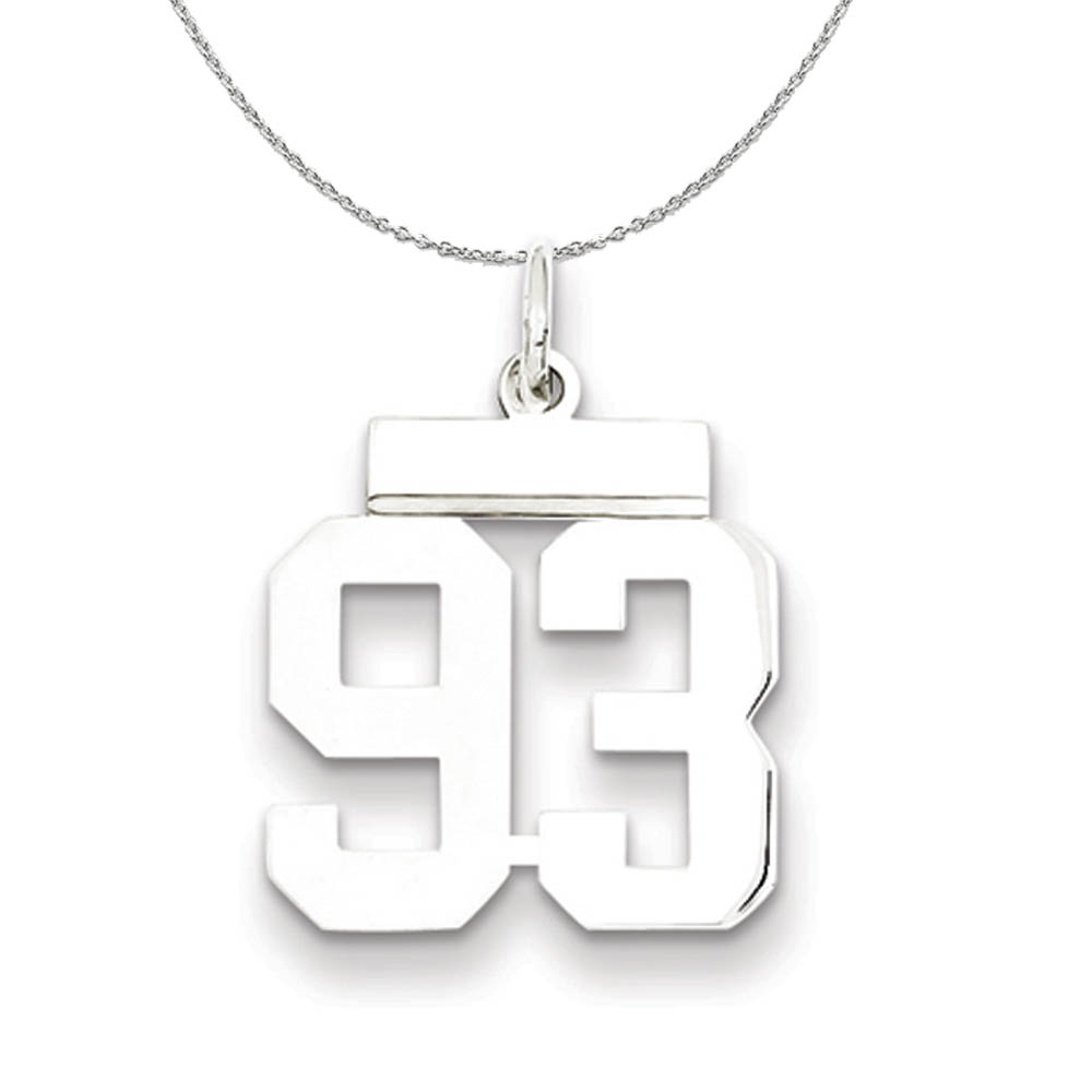 Silver, Athletic Collection Polished Number 93 Necklace