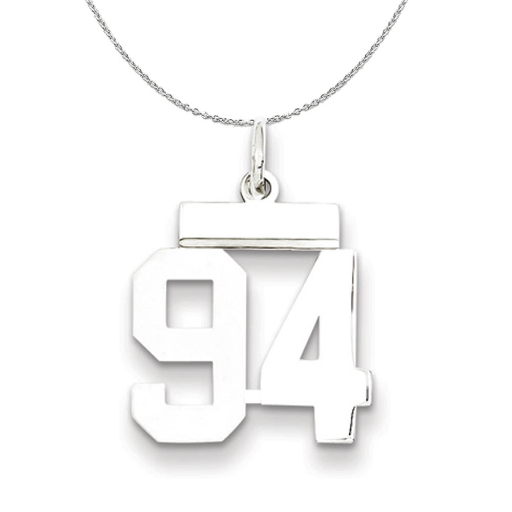 Silver, Athletic Collection Polished Number 94 Necklace