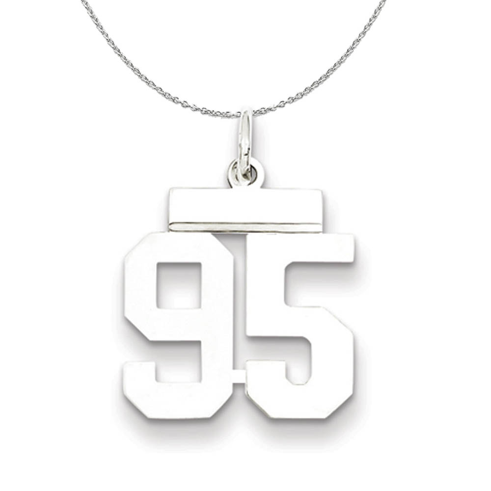 Silver, Athletic Collection Polished Number 95 Necklace