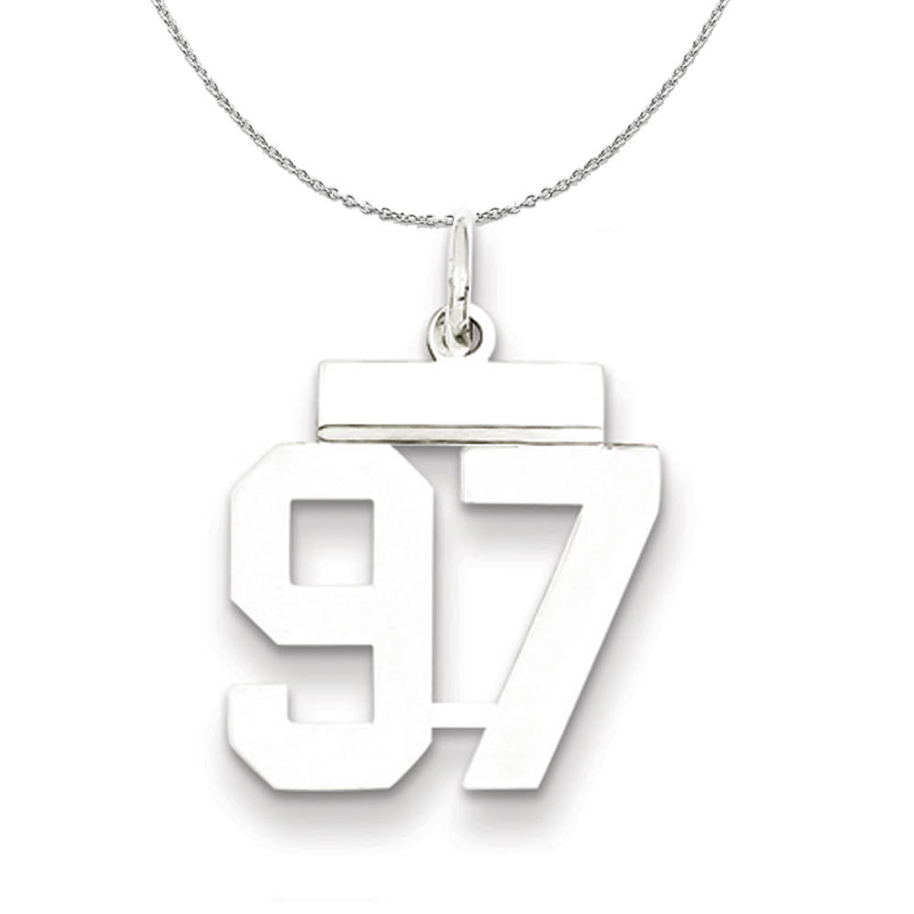 Silver, Athletic Collection Polished Number 97 Necklace