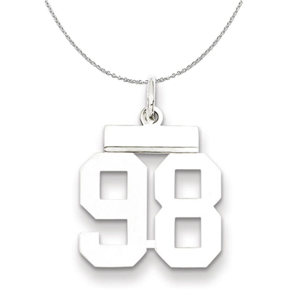 Silver, Athletic Collection Polished Number 98 Necklace