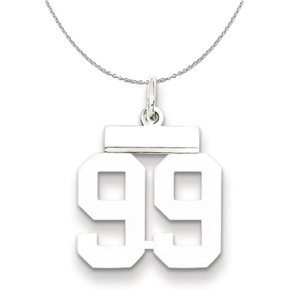 Silver, Athletic Collection Polished Number 99 Necklace